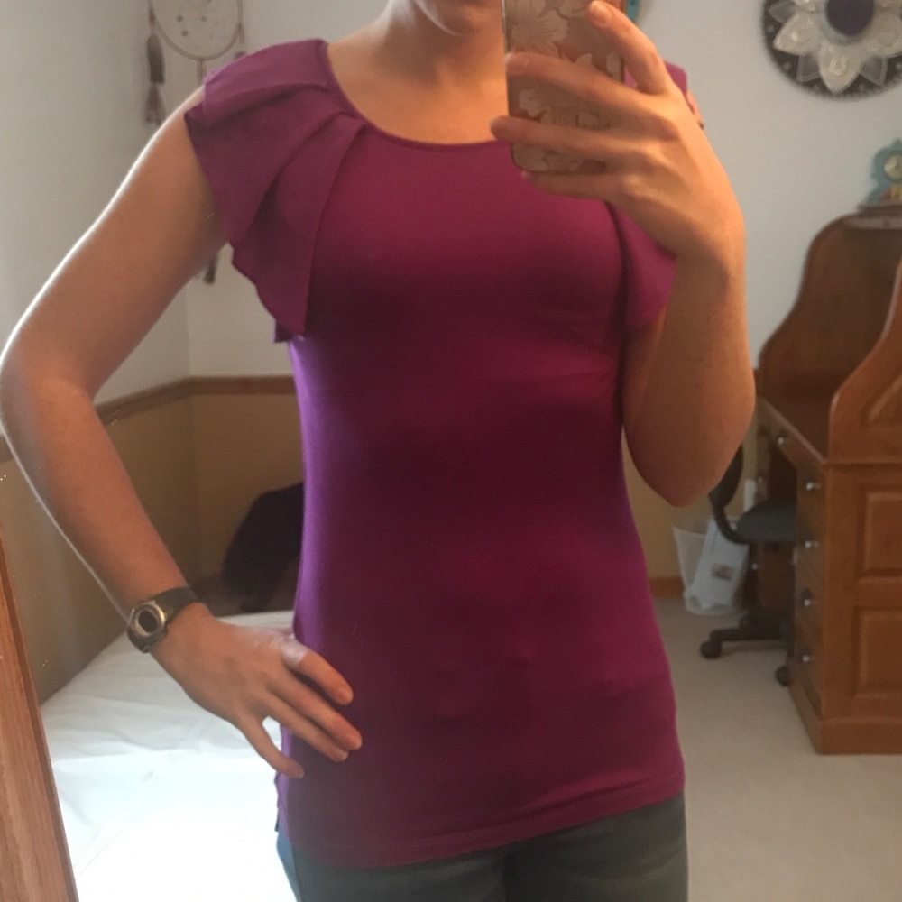 Purple Top With Ruffle Sleeves - Picture 2 of 5